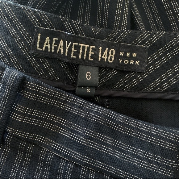 Lafayette 148 Striped Wool Blend Trousers Pants 6 Black - Picture 5 of 8